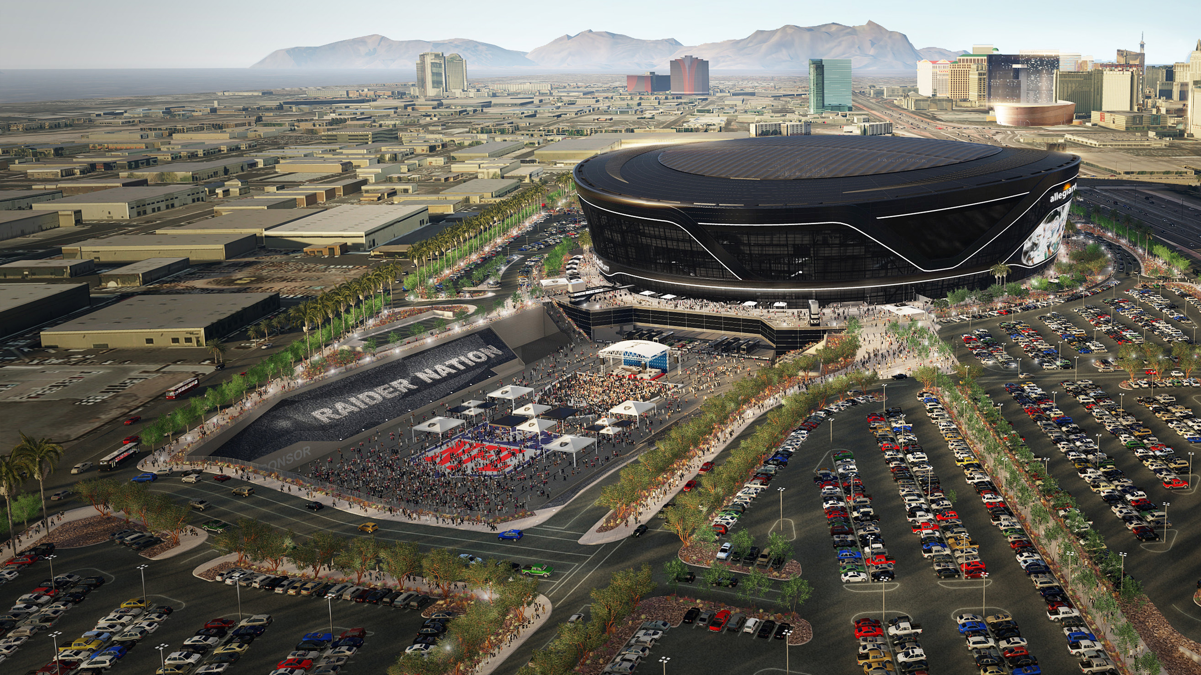 Raider Nation plaza activation outside Allegiant Stadium