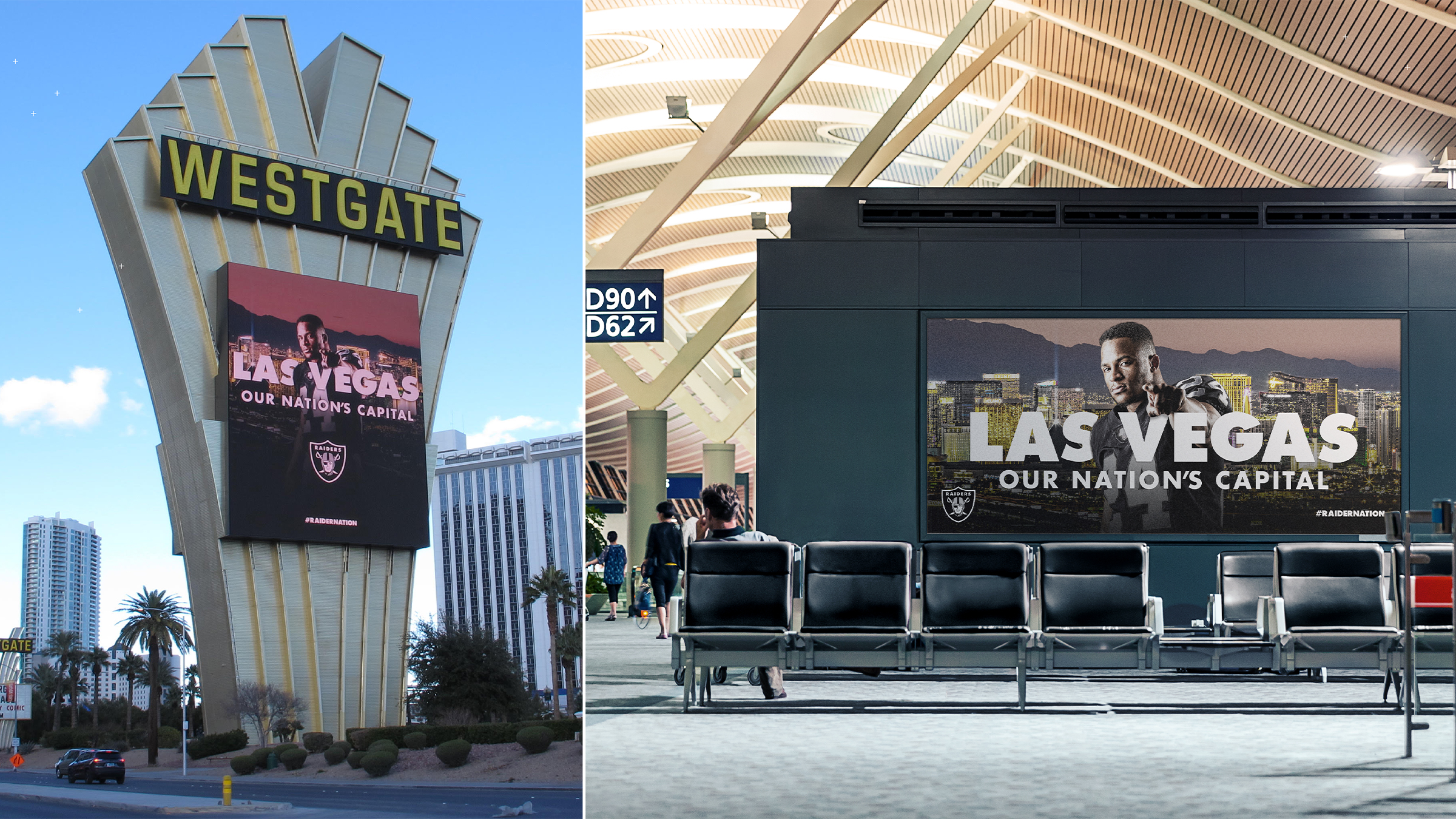 Westgate marquee and Harry Reid airport placements