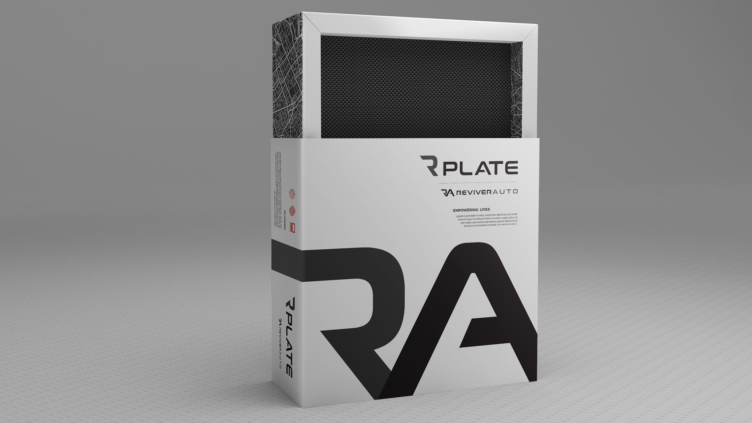 RPlate retail packaging in white
