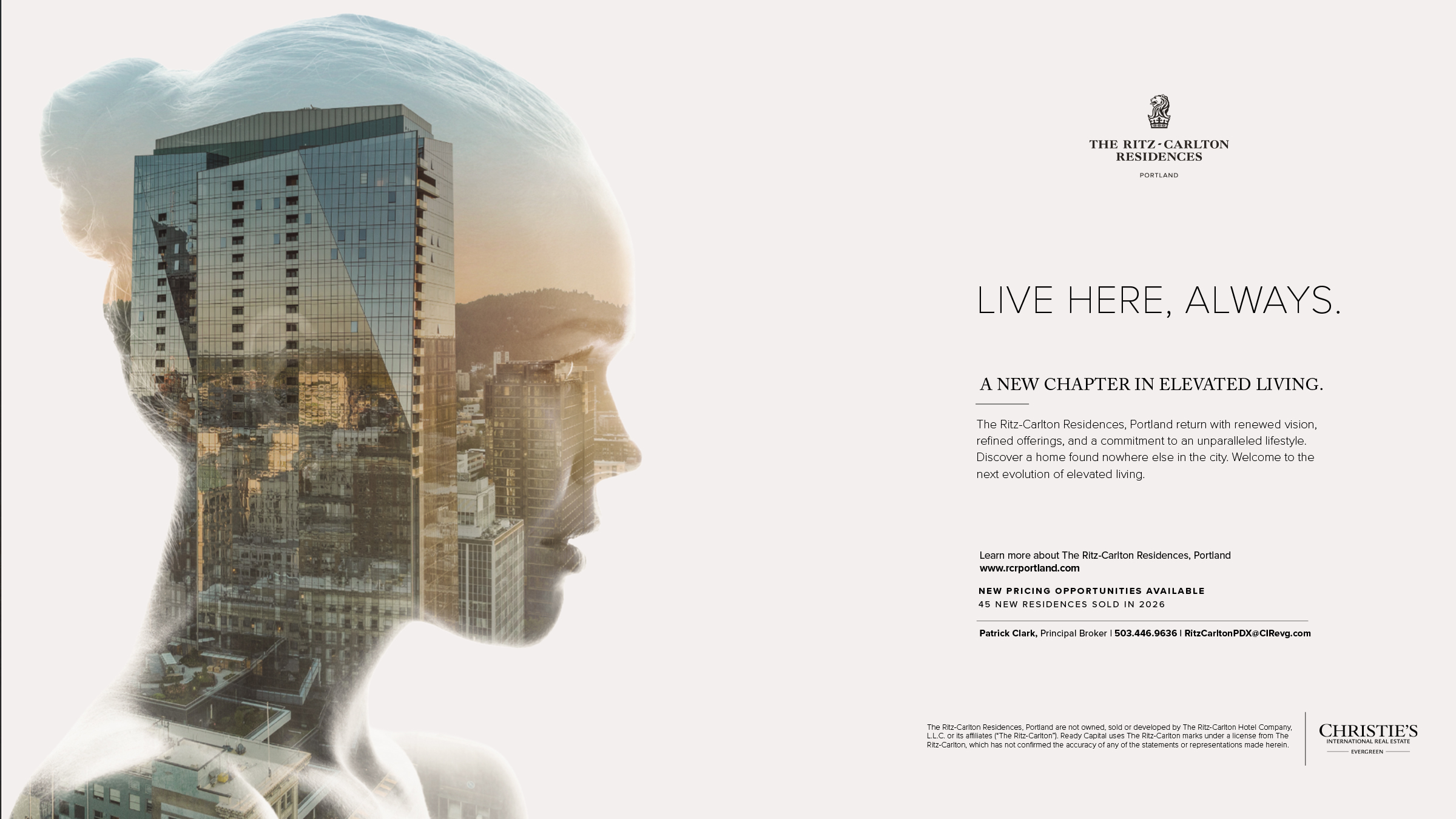 Live Here, Always — tower double-exposure print advertisement