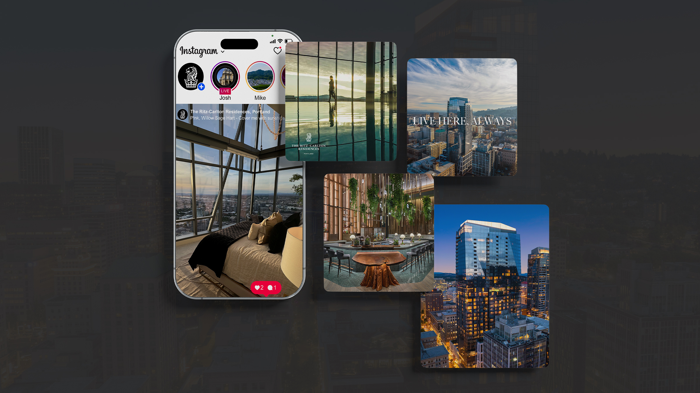 Ritz-Carlton Residences social feed and paid posts